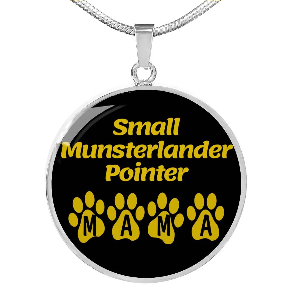 Small Munsterlander Pointer Mama Circle Pendant Necklace Stainless Steel 24 Inc